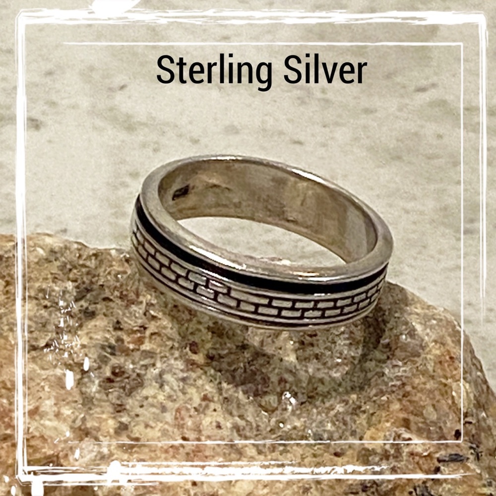Vintage Men’s 925 Sterling Silver Fidget Spinner Ring Size 13
